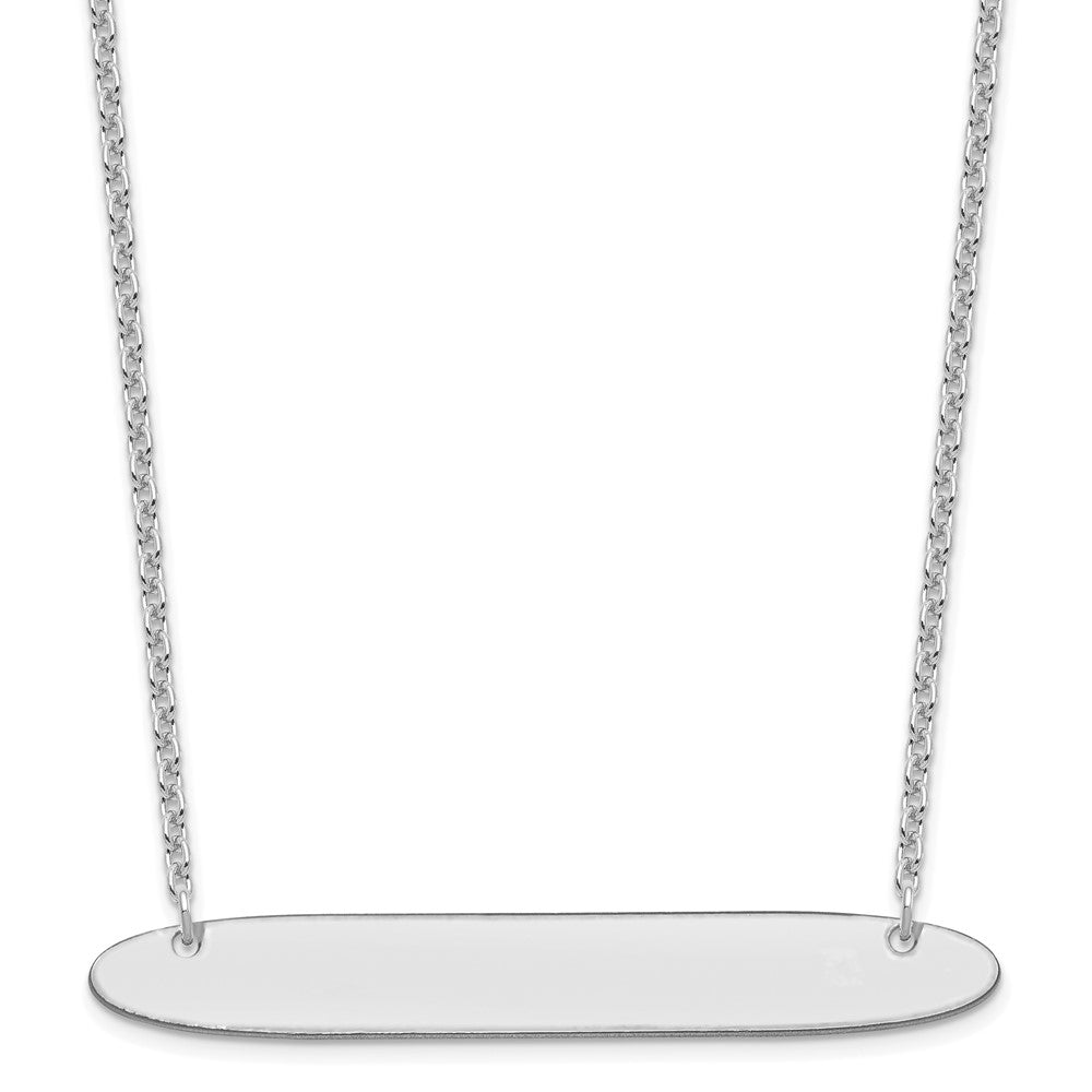 Sterling Silver/Rhodium-plated Large Oblong Blank Bar Necklace XNA1209SS