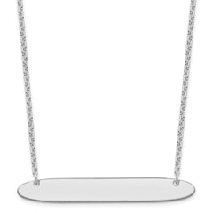 Sterling Silver/Rhodium-plated Large Oblong Blank Bar Necklace XNA1209SS