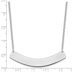 Sterling Silver/Rhodium-plated Large Curved Blank Bar Necklace XNA1210SS