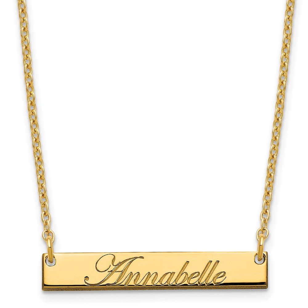 Sterling Silver/Gold-plated Small EDWARDIAN SCRIPT Bar Necklace XNA1214GP