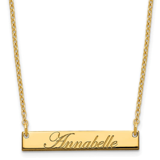 Sterling Silver/Gold-plated Small EDWARDIAN SCRIPT Bar Necklace XNA1214GP