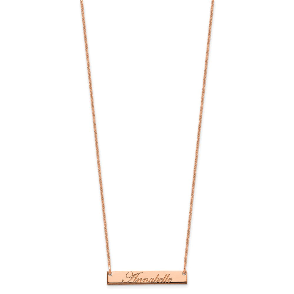 Sterling Silver/Rose-plated Small EDWARDIAN SCRIPT Bar Necklace XNA1214RP