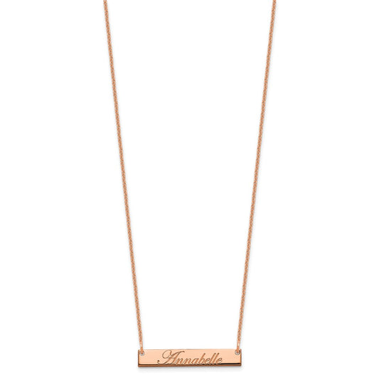 Sterling Silver/Rose-plated Small EDWARDIAN SCRIPT Bar Necklace XNA1214RP