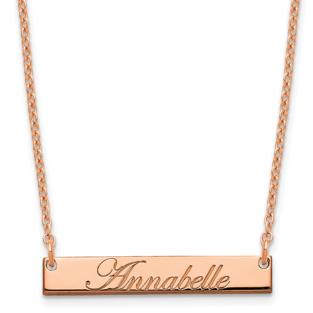 Sterling Silver/Rose-plated Small EDWARDIAN SCRIPT Bar Necklace XNA1214RP