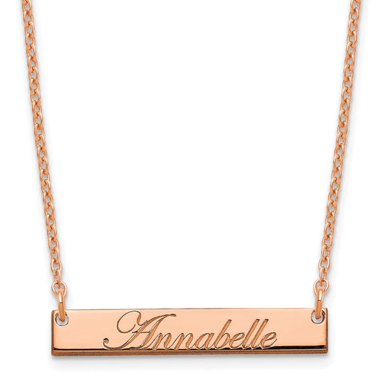 Sterling Silver/Rose-plated Small EDWARDIAN SCRIPT Bar Necklace XNA1214RP