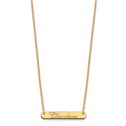 Sterling Silver/Gold-plated Small EDEARDIAN SCRIPT BAR Necklace XNA1215GP