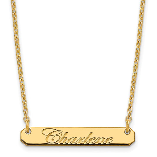 Sterling Silver/Gold-plated Small EDEARDIAN SCRIPT BAR Necklace XNA1215GP