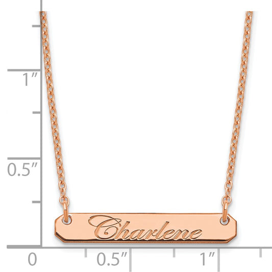Sterling  Silver/Rose-plated Small EDWARDIAN SCRIPT Bar Necklace XNA1215RP