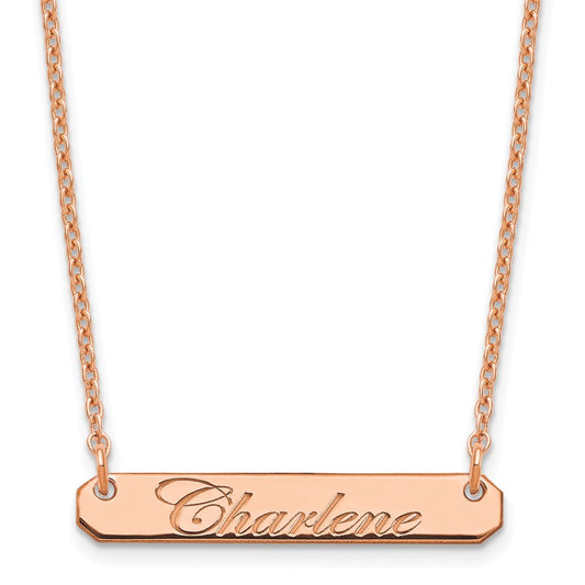 Sterling  Silver/Rose-plated Small EDWARDIAN SCRIPT Bar Necklace XNA1215RP