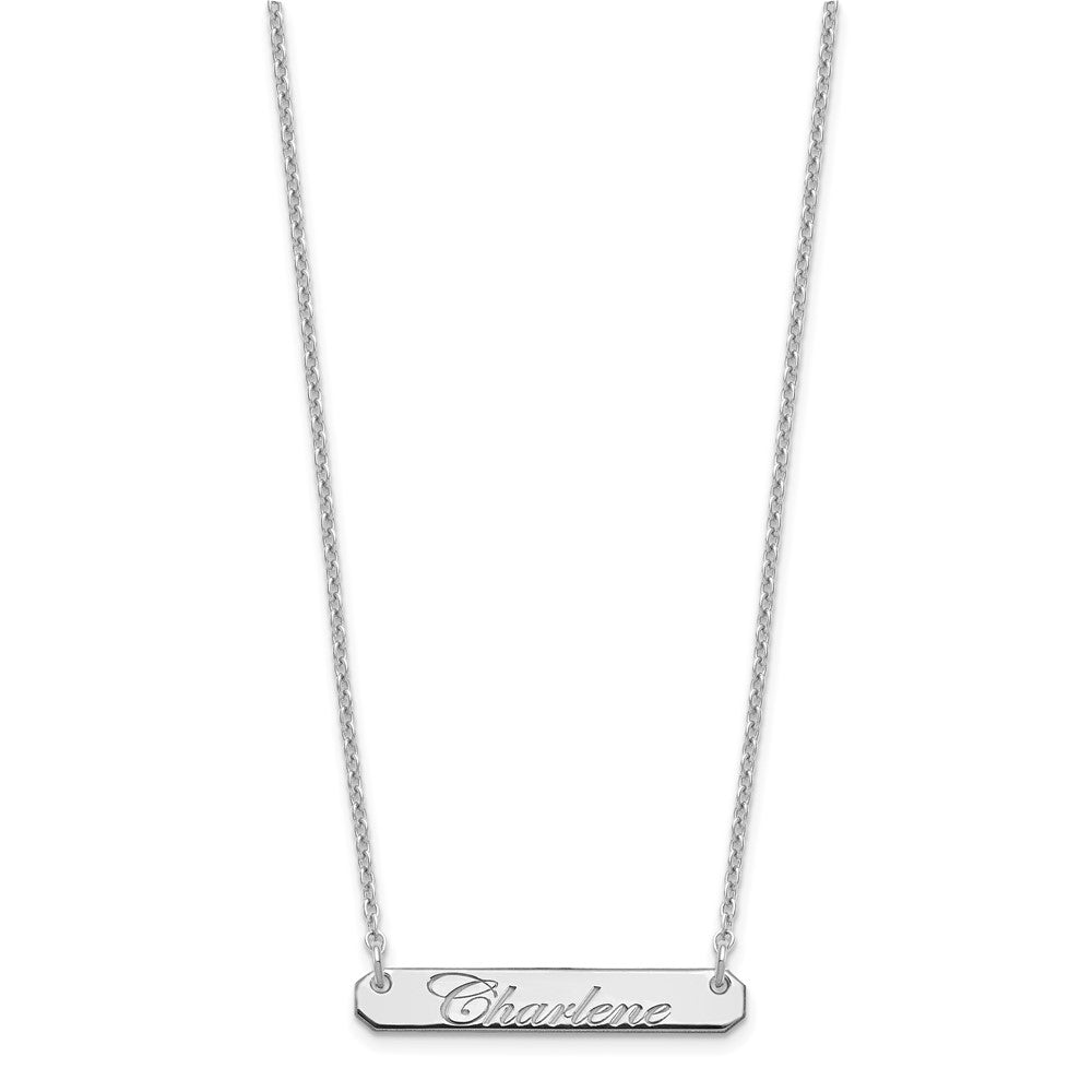Sterling Silver/Rhod-plated Small EDWARDIAN SCRIPT Bar Necklace XNA1215SS