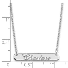 Sterling Silver/Rhod-plated Small EDWARDIAN SCRIPT Bar Necklace XNA1215SS