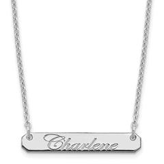 Sterling Silver/Rhod-plated Small EDWARDIAN SCRIPT Bar Necklace XNA1215SS