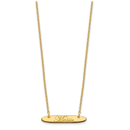 SS/Gold-plated Small Oblong EDEARDIAN SCRIPT Bar Necklace XNA1216GP