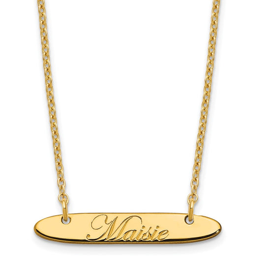 SS/Gold-plated Small Oblong EDEARDIAN SCRIPT Bar Necklace XNA1216GP