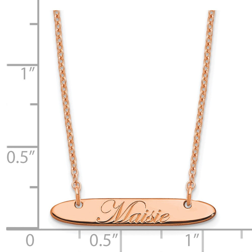SS/Rose-plated Small Oblong EDWARDIAN SCRIPT Bar Necklace XNA1216RP