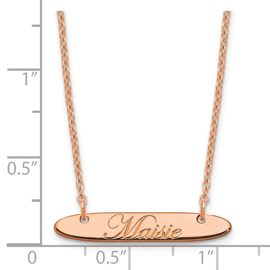 SS/Rose-plated Small Oblong EDWARDIAN SCRIPT Bar Necklace XNA1216RP
