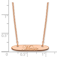 SS/Rose-plated Small Oblong EDWARDIAN SCRIPT Bar Necklace XNA1216RP