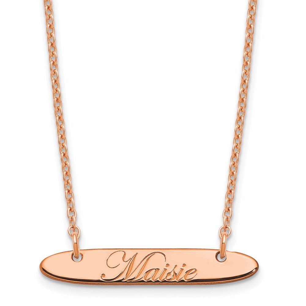 SS/Rose-plated Small Oblong EDWARDIAN SCRIPT Bar Necklace XNA1216RP