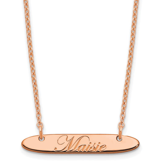 SS/Rose-plated Small Oblong EDWARDIAN SCRIPT Bar Necklace XNA1216RP