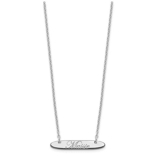 SS/Rhodium-plated Small Oblong EDWARDIAN SCRIPT Bar Necklace XNA1216SS