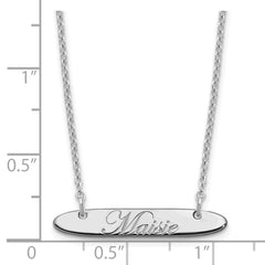 SS/Rhodium-plated Small Oblong EDWARDIAN SCRIPT Bar Necklace XNA1216SS