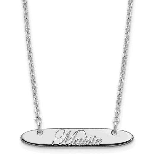 SS/Rhodium-plated Small Oblong EDWARDIAN SCRIPT Bar Necklace XNA1216SS