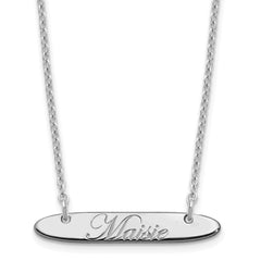 SS/Rhodium-plated Small Oblong EDWARDIAN SCRIPT Bar Necklace XNA1216SS