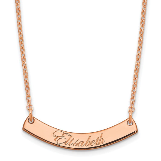 SS/Rose-plated Small EDWARDIAN SCRIPT Curved Bar Necklace XNA1217RP