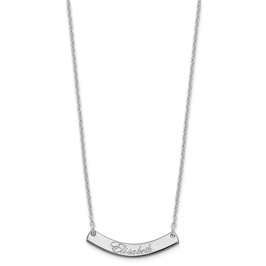 SS/Rhodium-plated Small EDWARDIAN SCRIPT Curved  Bar Necklace XNA1217SS
