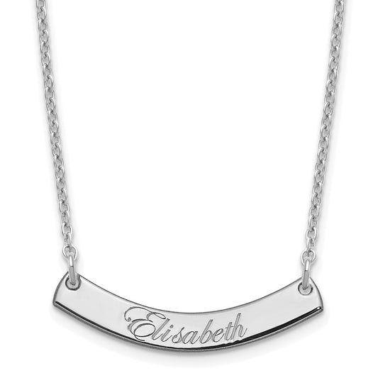 SS/Rhodium-plated Small EDWARDIAN SCRIPT Curved  Bar Necklace XNA1217SS