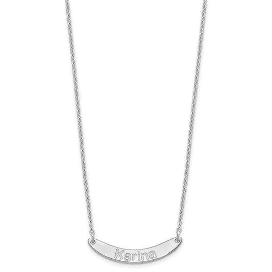 SS/Rhod-plated Small ARIAL ROUNDED Curved Bar Necklace XNA1218SS