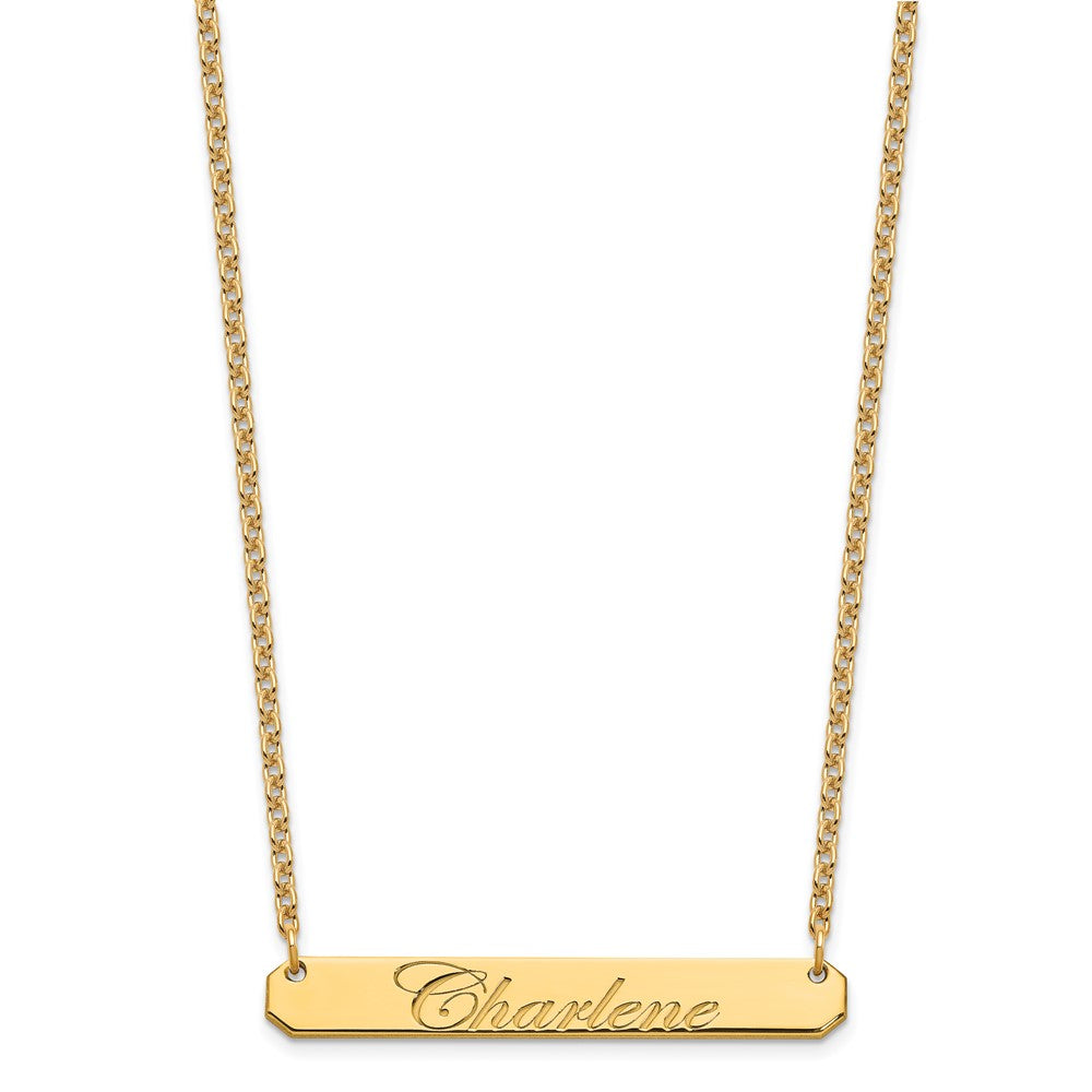 SS/Gold-plated Medium EDWARDIAN SCRIPT Bar Necklace XNA1220GP
