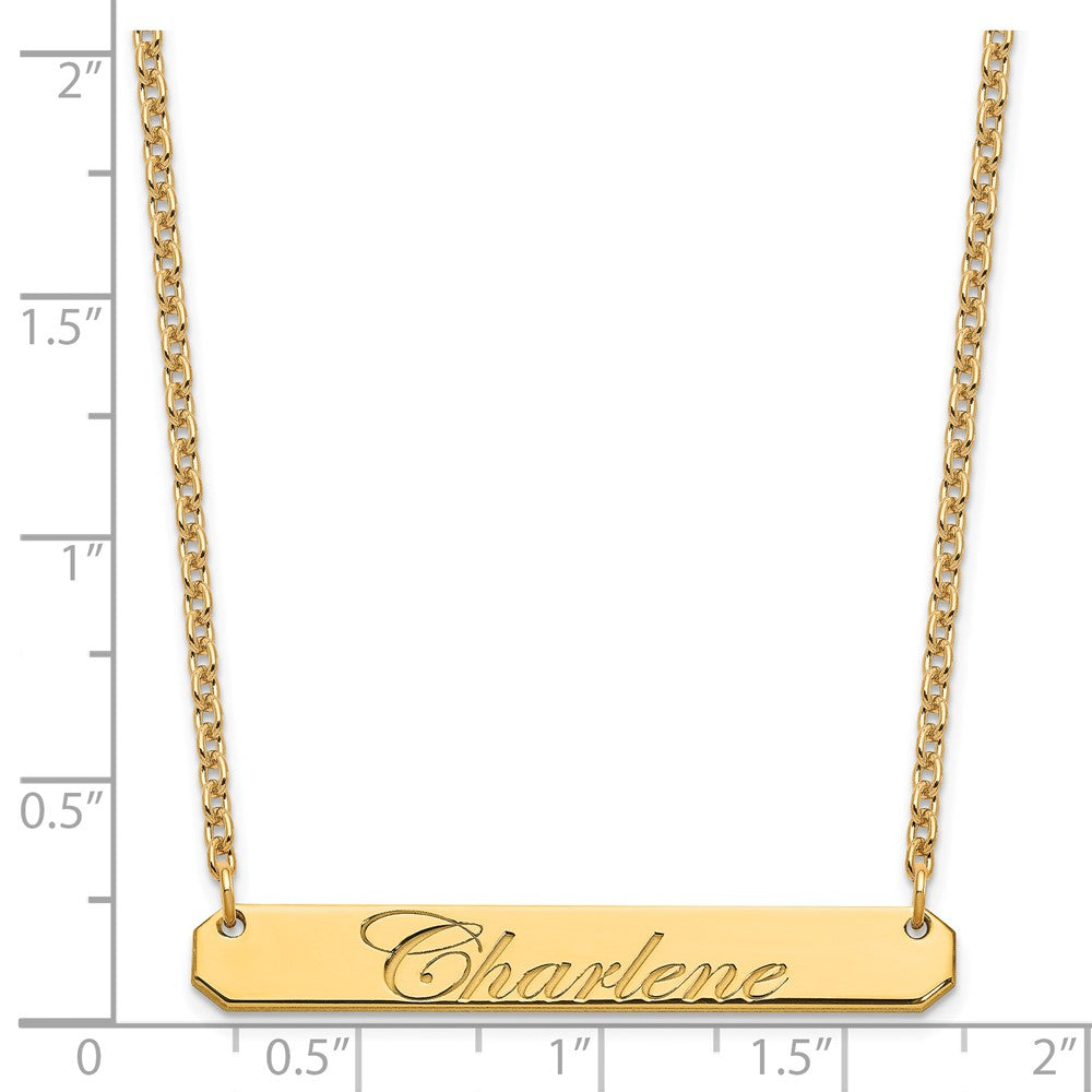 SS/Gold-plated Medium EDWARDIAN SCRIPT Bar Necklace XNA1220GP
