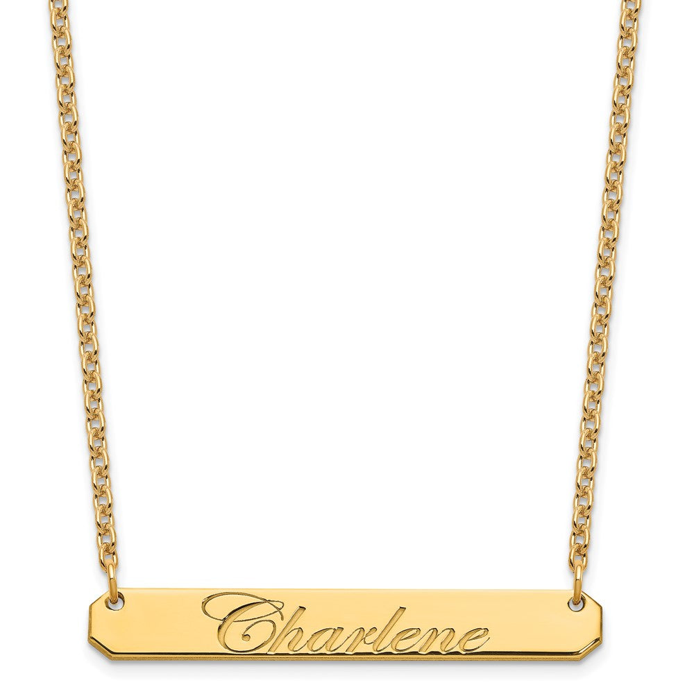 SS/Gold-plated Medium EDWARDIAN SCRIPT Bar Necklace XNA1220GP