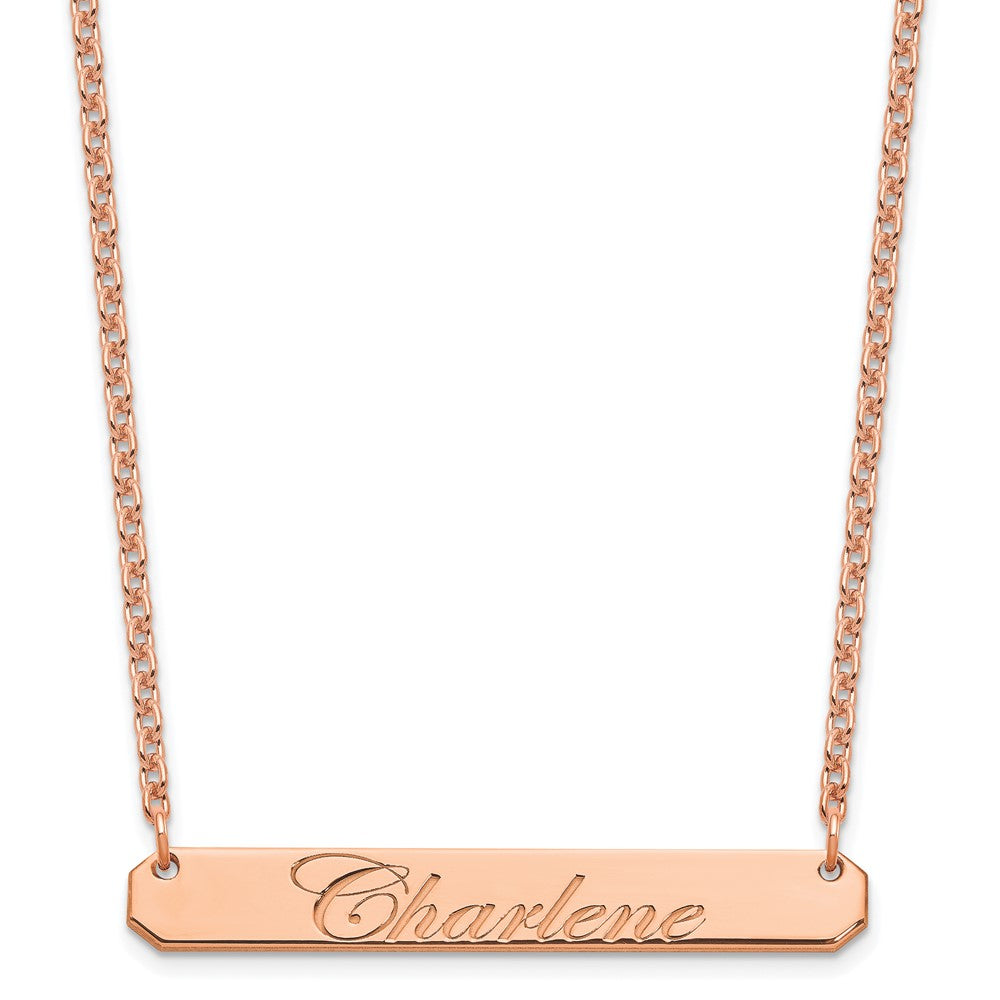 SS/Rose-plated Medium EDWAEDIAN SCRIPT Bar Necklace XNA1220RP