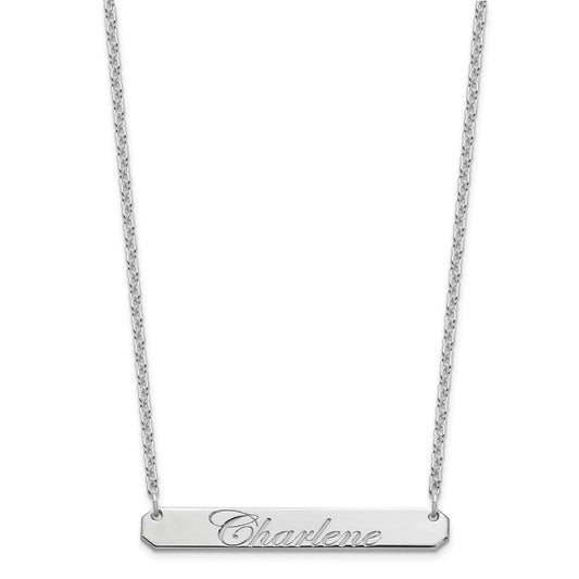 SS/Rhodium-plated Medium EDWARDIAN SCRIPT Bar Necklace XNA1220SS