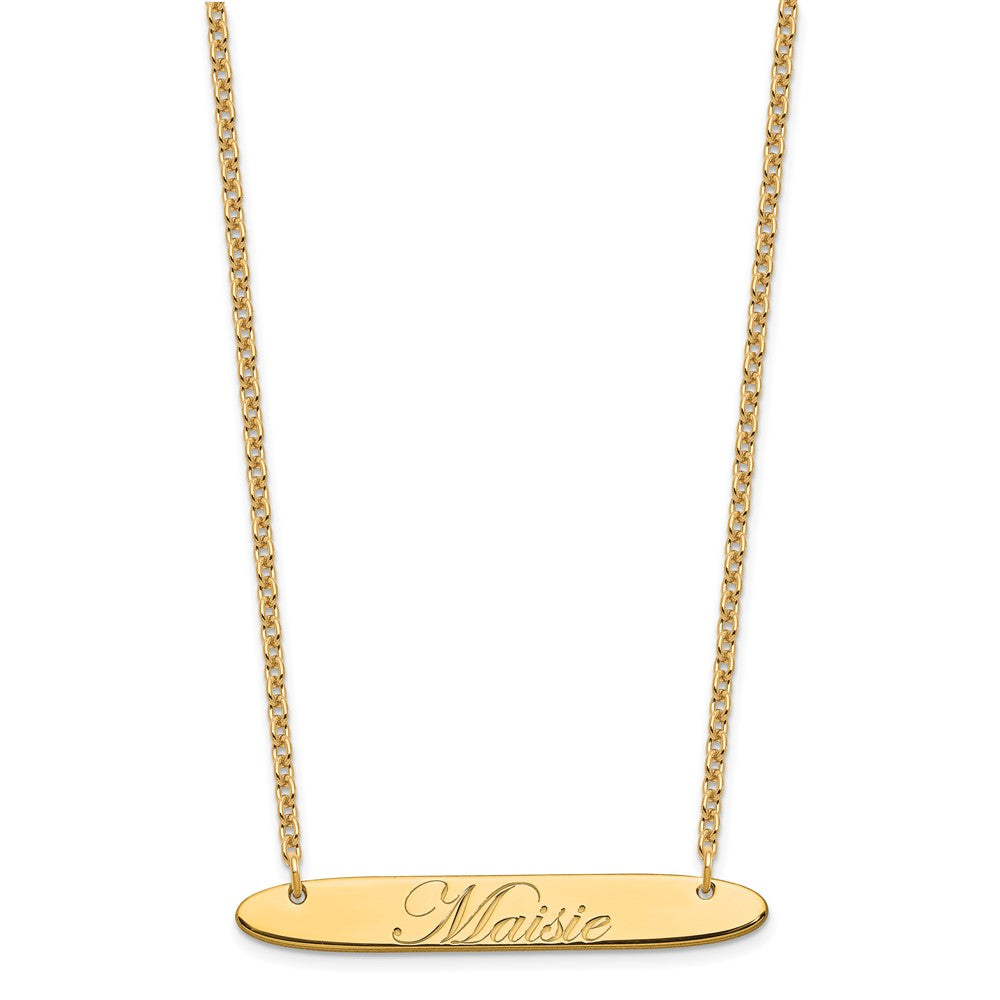 SS/Gold-plated Medium Oblong EDEARDIAN SCRIPT Bar Necklace XNA1221GP