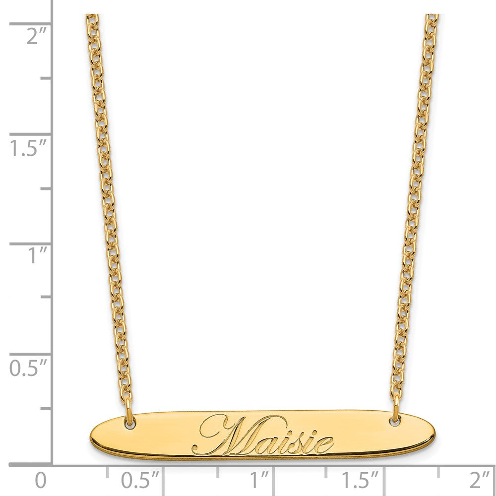 SS/Gold-plated Medium Oblong EDEARDIAN SCRIPT Bar Necklace XNA1221GP