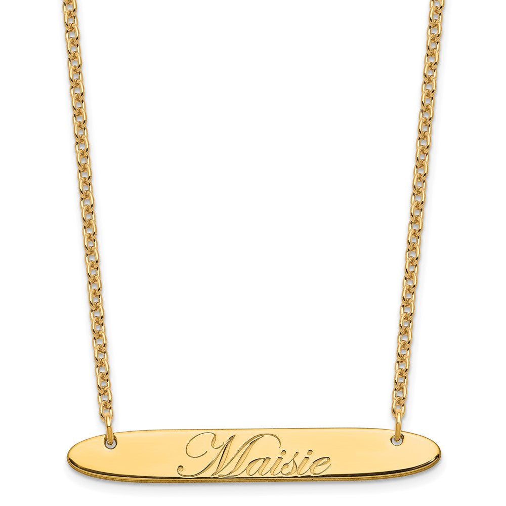 SS/Gold-plated Medium Oblong EDEARDIAN SCRIPT Bar Necklace XNA1221GP