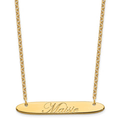 SS/Gold-plated Medium Oblong EDEARDIAN SCRIPT Bar Necklace XNA1221GP