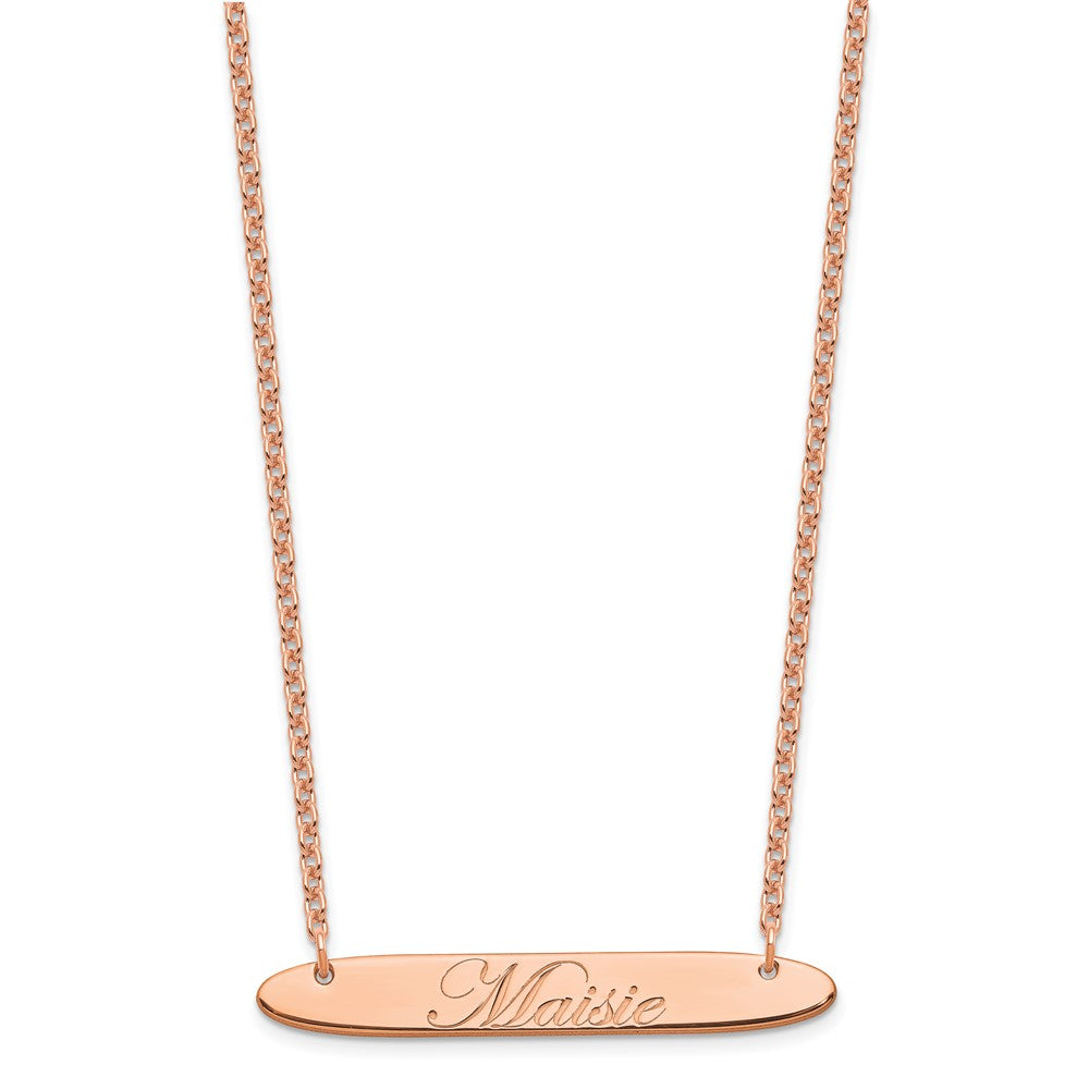 SS/Rose-plated Medium Oblong EDWARDIAN SCRIPT Bar Necklace XNA1221RP