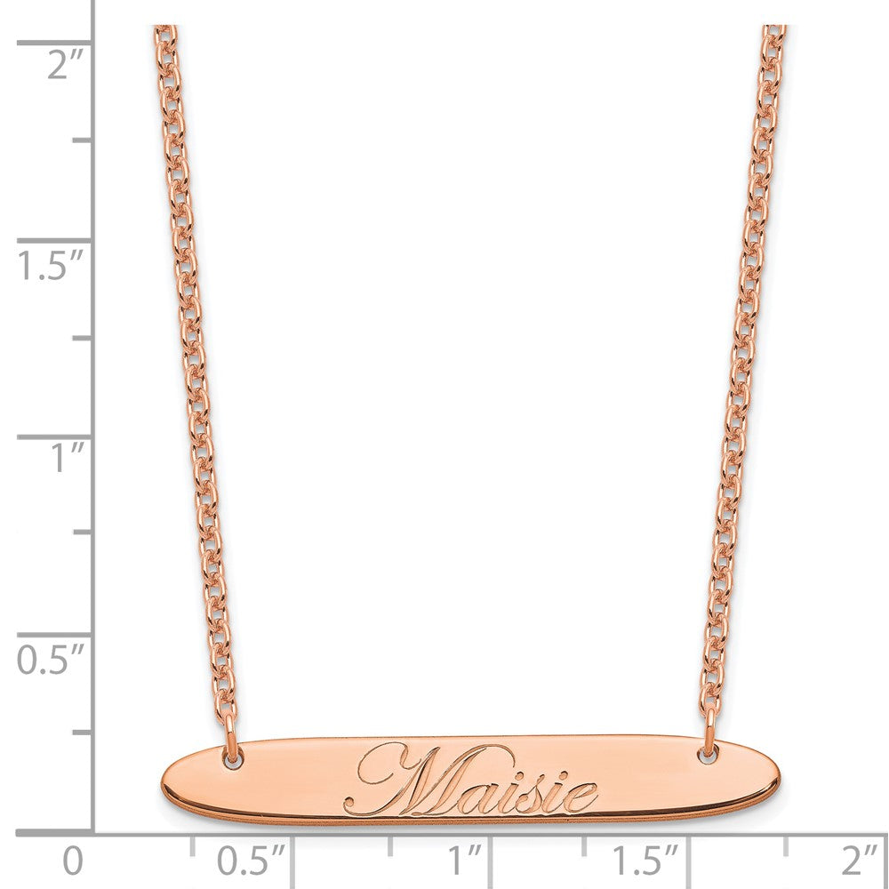 SS/Rose-plated Medium Oblong EDWARDIAN SCRIPT Bar Necklace XNA1221RP