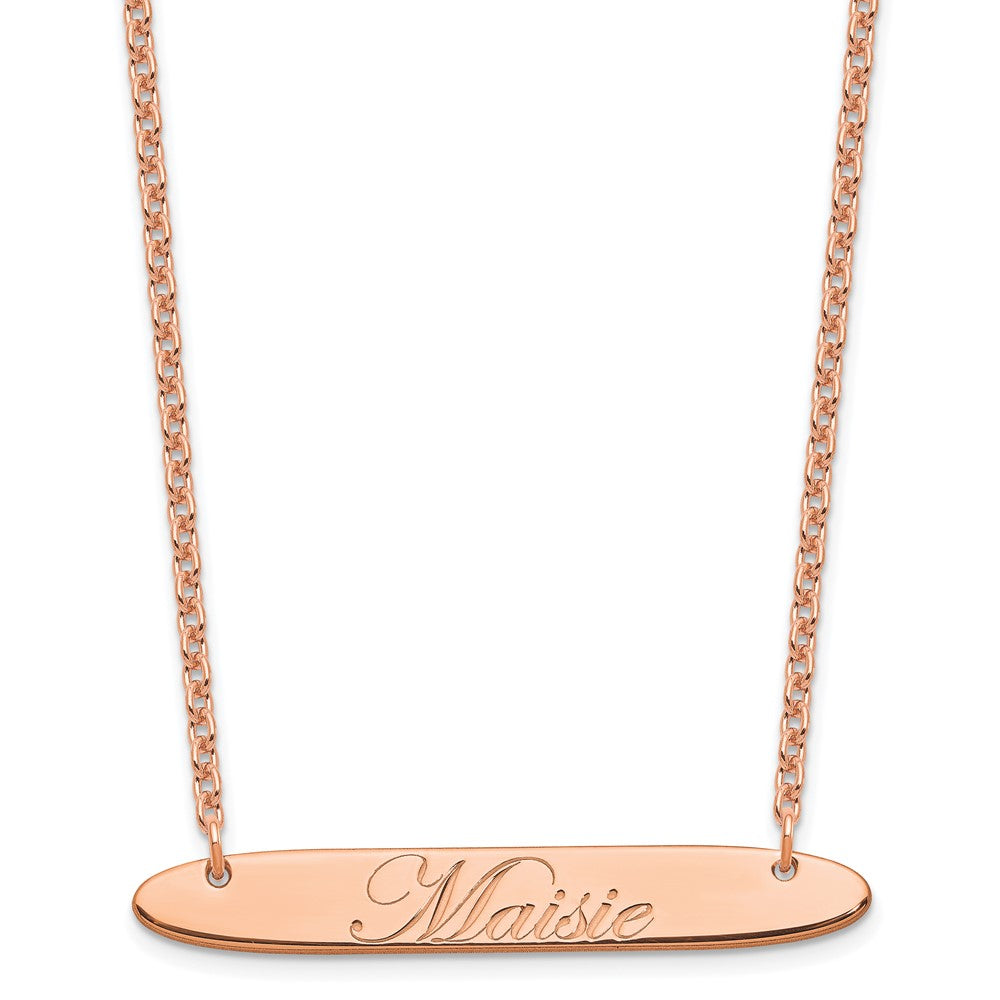 SS/Rose-plated Medium Oblong EDWARDIAN SCRIPT Bar Necklace XNA1221RP
