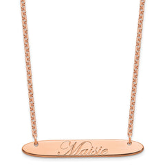 SS/Rose-plated Medium Oblong EDWARDIAN SCRIPT Bar Necklace XNA1221RP