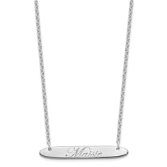 SS/Rhodium-plated Medium Oblong EDWARDIAN SCRIPT Bar Necklace XNA1221SS