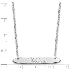 SS/Rhodium-plated Medium Oblong EDWARDIAN SCRIPT Bar Necklace XNA1221SS