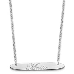 SS/Rhodium-plated Medium Oblong EDWARDIAN SCRIPT Bar Necklace XNA1221SS