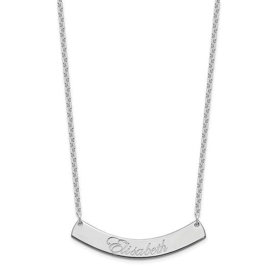 SS/Rhod-plated Medium EDWARDIAN SCRIPT Curved Bar Necklace XNA1222SS