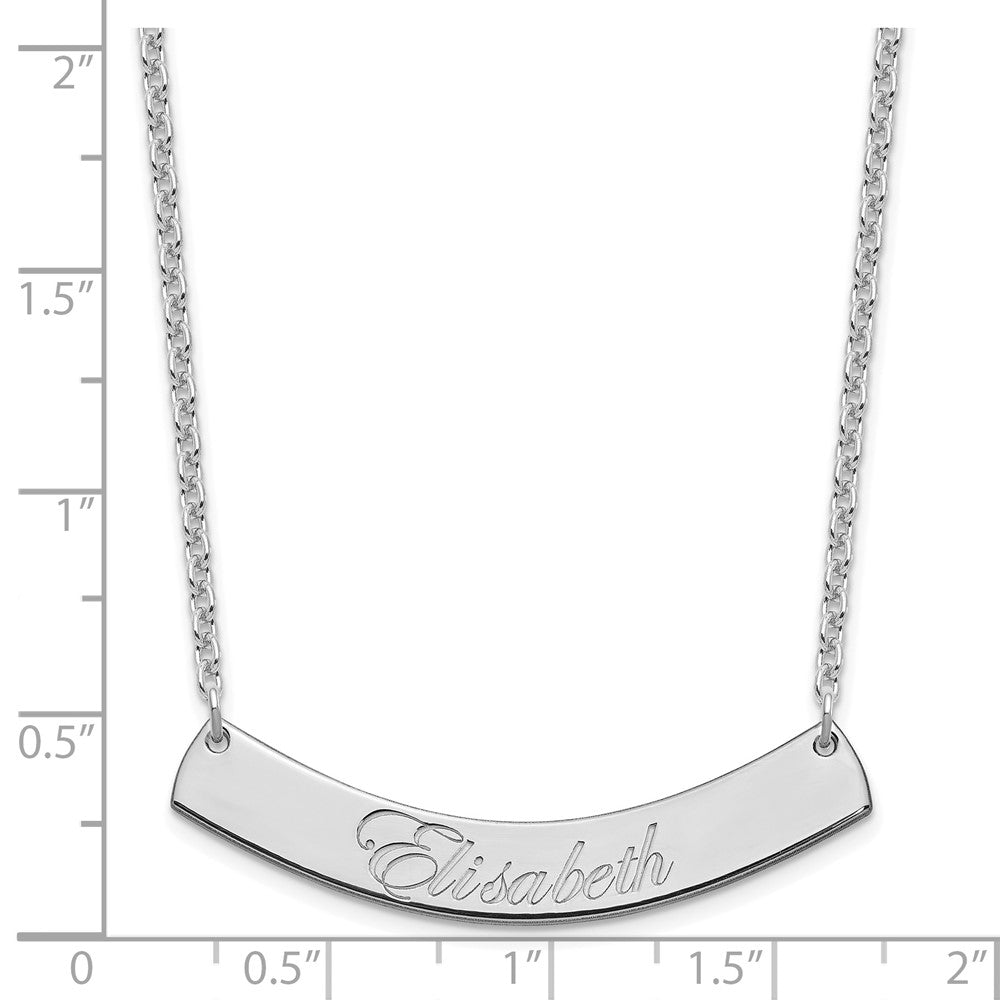 SS/Rhod-plated Medium EDWARDIAN SCRIPT Curved Bar Necklace XNA1222SS