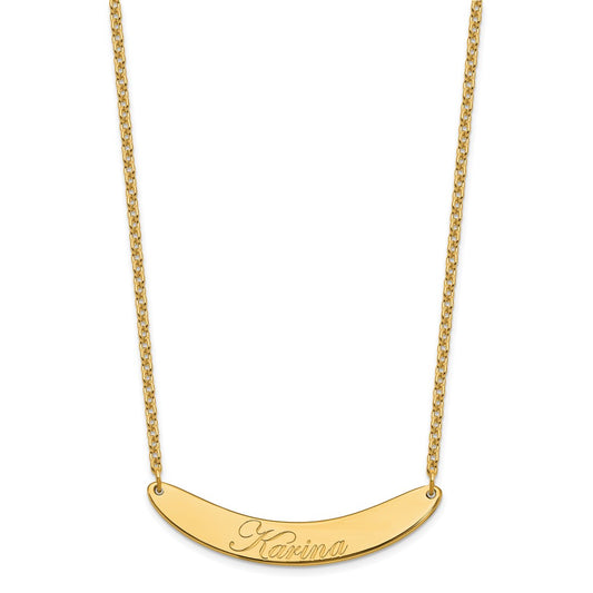 SS/Gold-plated Medium EDWARDIAN SCRIPT Curved Bar Necklace XNA1223GP